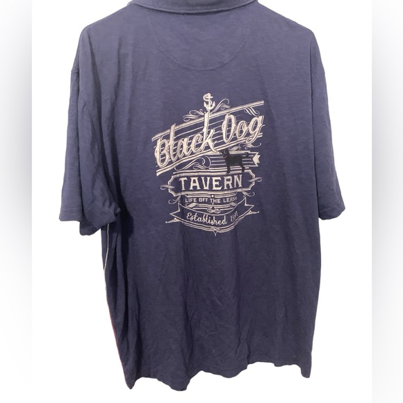 Black Dog Tavern blue tan shirt size Large comfortable pullover buttons - Picture 4 of 6